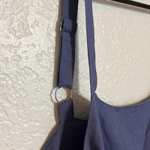 Denim colored cropped tank with ruffle - Picture 2 of 5